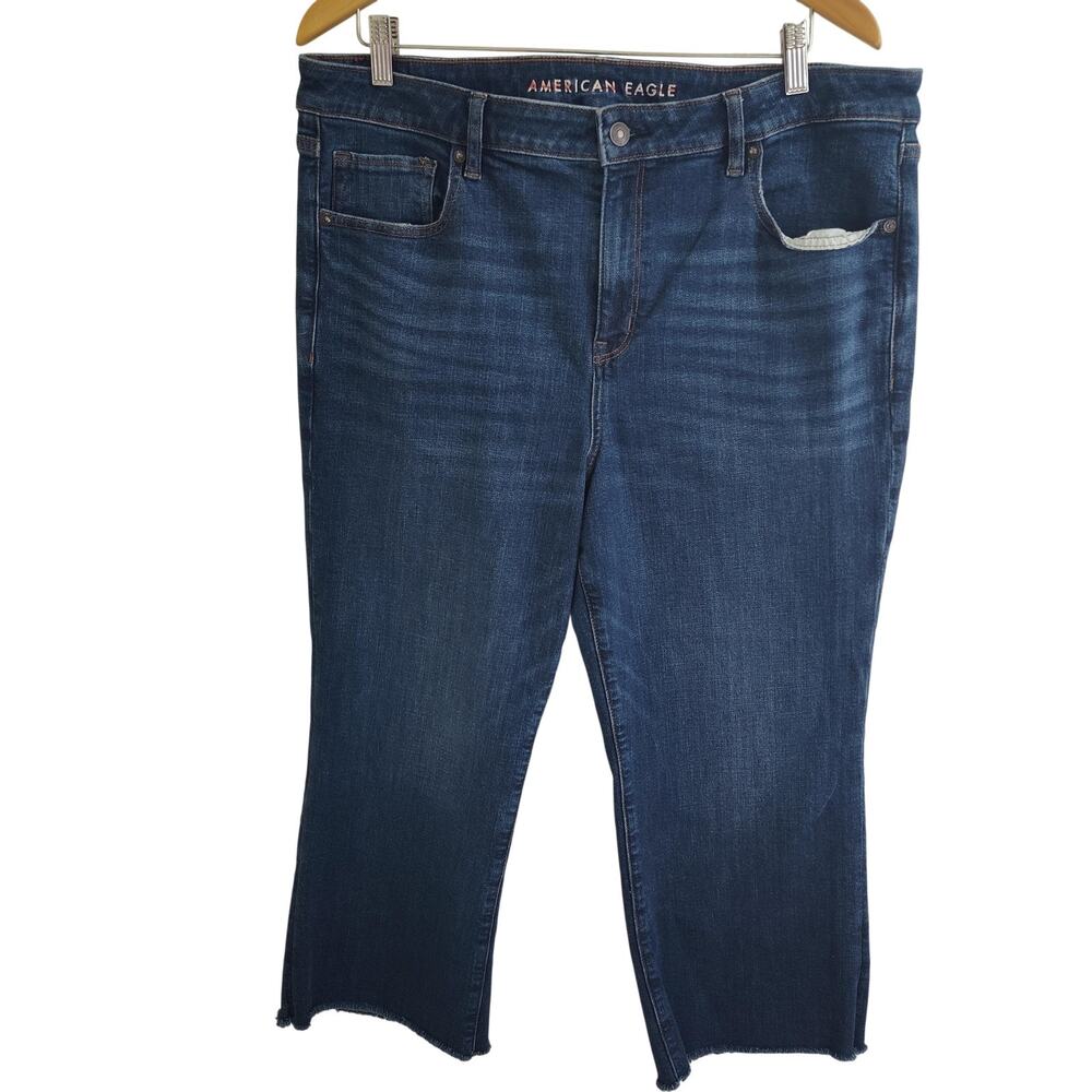 American Eagle Jeans Women 18 Plus Short High Rise Cropped Raw Hem Stretch Denim